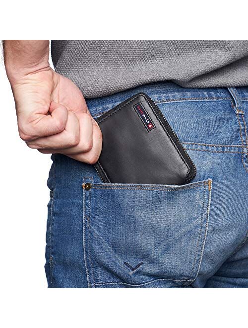 Alpine Swiss Logan Zipper Bifold Wallet For Men or Women RFID Safe