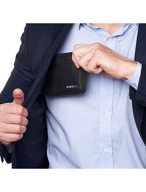 Alpine Swiss Logan Zipper Bifold Wallet For Men or Women RFID Safe