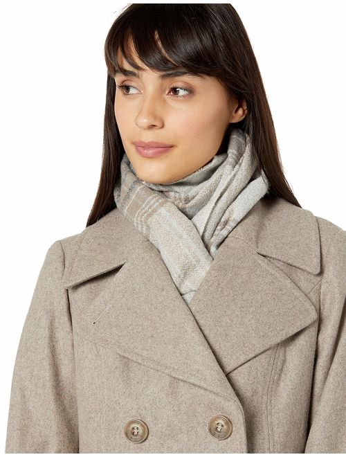 London Fog Women's Double Breasted Peacoat with Scarf