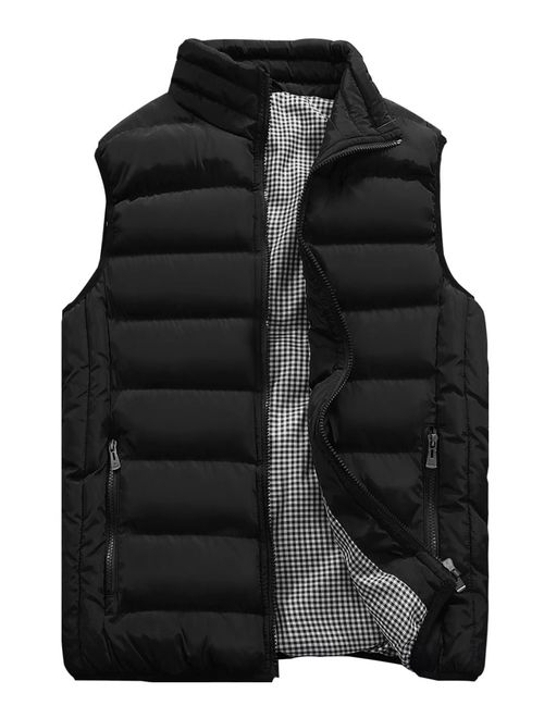Vcansion Men's Outdoor Casual Stand Collar Padded Vest Coats