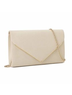 Charming Tailor Faux Suede Clutch Bag Elegant Metal Binding Evening Purse for Wedding/Prom/Black-Tie Events