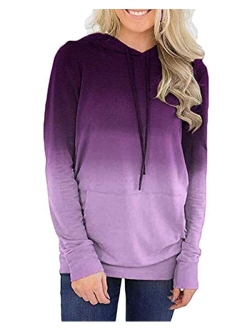 Barlver Women's Casual Hoodies Long Sleeve Sweatshirts Cowl Neck Drawstring Hooded Pullover Top with Pockets