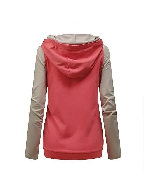 Barlver Women's Casual Hoodies Long Sleeve Sweatshirts Cowl Neck Drawstring Hooded Pullover Top with Pockets