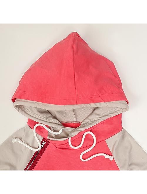 Barlver Women's Casual Hoodies Long Sleeve Sweatshirts Cowl Neck Drawstring Hooded Pullover Top with Pockets