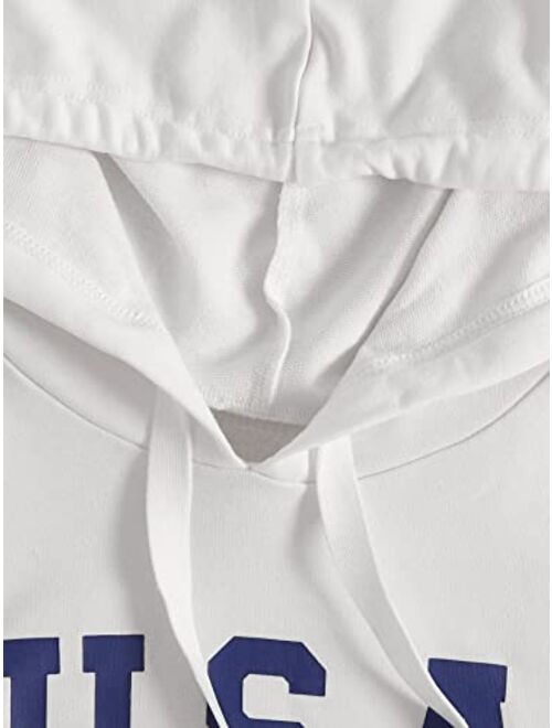SweatyRocks Women's Letter Print Long Sleeve Crop Top Sweatshirt Hoodies
