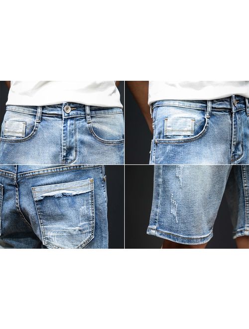 QZH.DUAO Men's Ripped Denim Shorts & Jeans