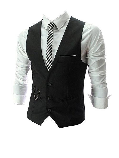 PXS Vest V-Neck Sleeveless Slim Fit Jacket Men Business Waistcoat