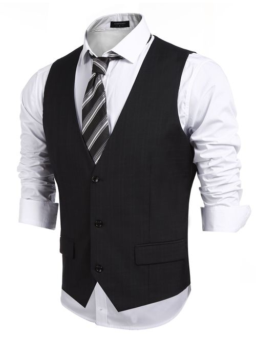 COOFANDY Mens Business Suit Vest,Slim Fit Skinny Wedding Waistcoat