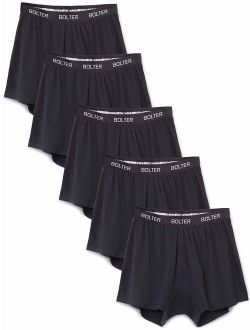 Bolter Men's 5-Pack Cotton Solid Relaxed Fit Stretch Boxers 