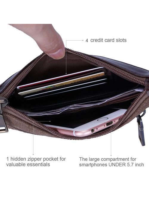 Lecxci Women's Canvas Smartphone Wristlets Bag, Clutch Wallets Purses for iPhone 6S/7 Plus/8 Plus/X