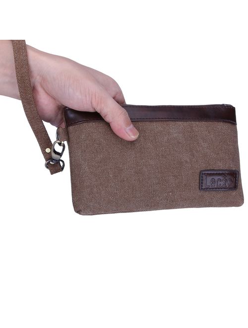 Lecxci Women's Canvas Smartphone Wristlets Bag, Clutch Wallets Purses for iPhone 6S/7 Plus/8 Plus/X