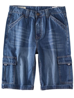 Yeokou Men's Loose Hip Hop Cropped Jeans Work Denim Shorts with Cargo Pockets