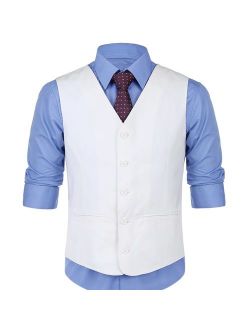 CHAMA Men's Formal Suit Vest Business Vest Dress Vest Waistcoat 5 Button Regular Fit