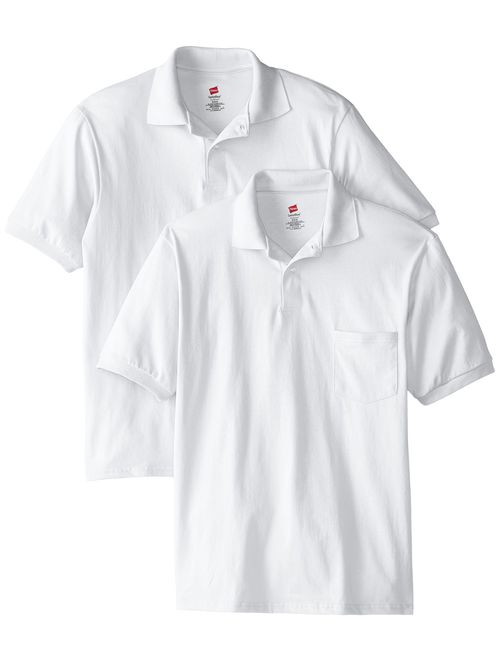 Pack Of 2 Details about   Hanes Men's Short-Sleeve Jersey Pocket Polo 