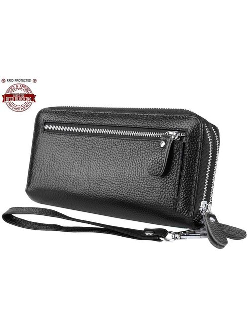 YALUXE RFID Blocking Genuine Leather Womens Wallet Large 36 Cases Slots Zipper P 