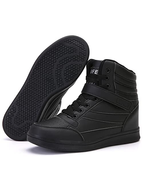 UBFEN Women's Shoes Hidden Wedges 5.5cm Fashion Sneakers Ankle Boots Bootie Platform Heel High Top Casual Sports
