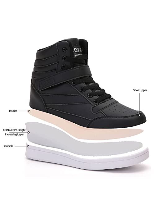 UBFEN Women's Shoes Hidden Wedges 5.5cm Fashion Sneakers Ankle Boots Bootie Platform Heel High Top Casual Sports