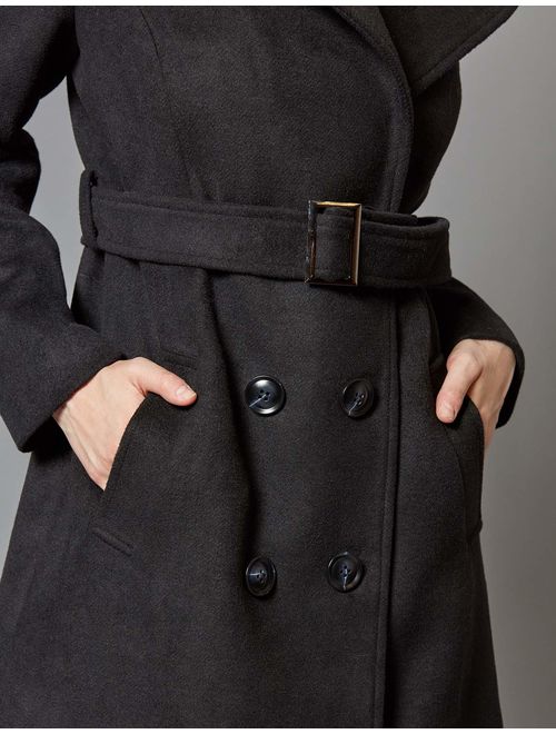 Escalier Womens Wool Coat Double Breasted Winter Long Trench Coat with Belt
