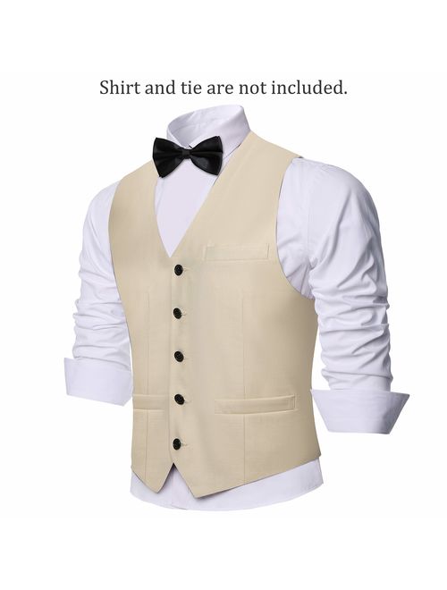 BABEYOND Mens Vintage Suit Vest Business Slim Fit Suit Vest Formal Classic Vest