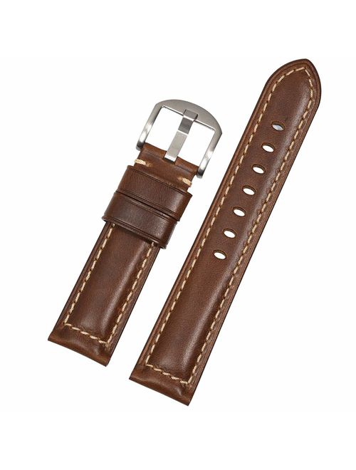Vintage Leather Watch Band EACHE Watch Strap Oil Wax/Discolored Litchi Grain Genuine Leather Replacement Watchband for Men for Women 18mm 19mm 20mm 21mm 22mm 23mm 24mm