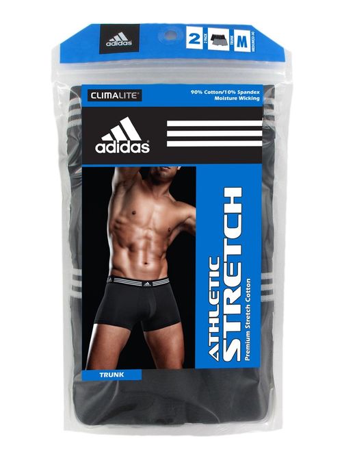 adidas Men's Solid Elastic Waist Athletic Stretch Cotton Trunk Underwear (2-Pack)