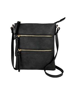 Essential Casual Functional Multi Pocket Double Zipper Crossbody Purse Bag for Women