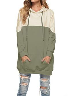 Famulily Womens Oversized Hoodie Extra Long Hooded Tunic Sweatshirt with Pockets