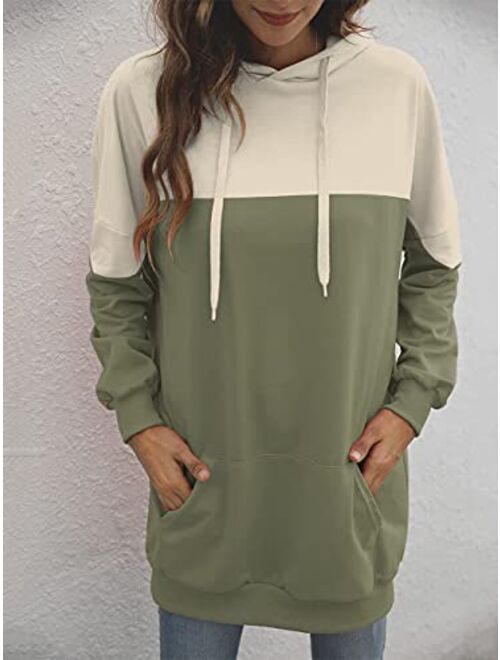 Famulily Womens Oversized Hoodie Extra Long Hooded Tunic Sweatshirt with Pockets