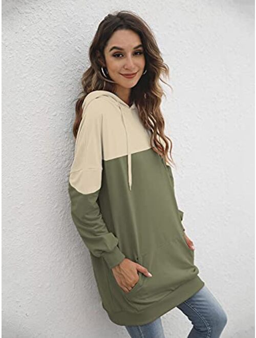 Famulily Womens Oversized Hoodie Extra Long Hooded Tunic Sweatshirt with Pockets