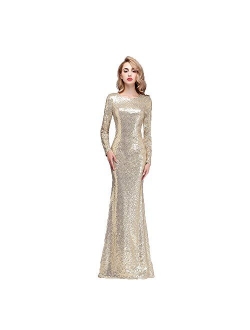 honey qiao Modest Bridesmaid Dresses Long Sleeves High Back Embellished Prom Party Gowns