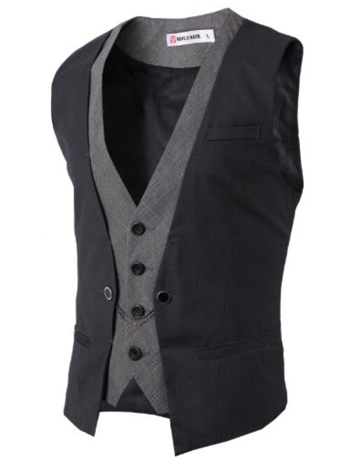 H2H Mens Dress Slim Fit Vests Premium Business Dress Suit Vests Button Closure