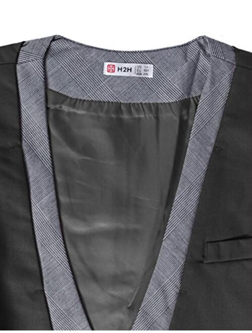H2H Mens Dress Slim Fit Vests Premium Business Dress Suit Vests Button Closure