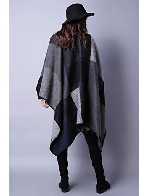 Women's Blanket Shawls Wraps, Winter Open Front Poncho Cape, Oversized Cardigan Sweater