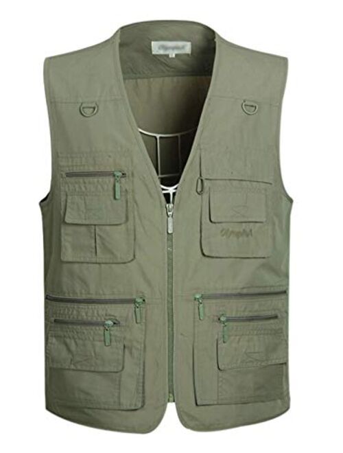 Gihuo Men's Summer Outdoor Work Safari Fishing Travel Vest with Pockets