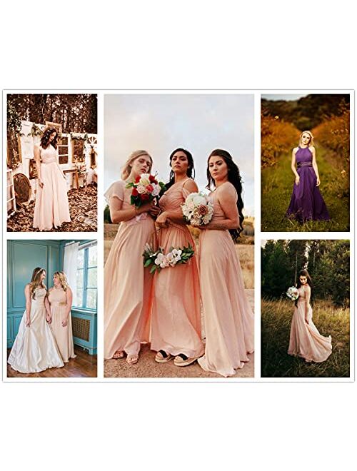 Alicepub Bridesmaid Dresses Long for Women Formal Evening Party Prom Gown Halter