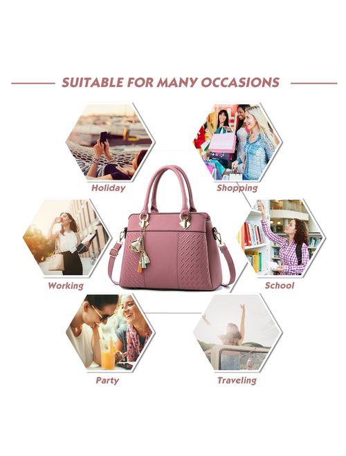 Womens Handbags and Purses Fashion Top Handle Satchel Tote PU Leather Shoulder Bags