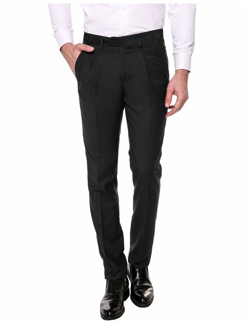 COOFANDY Men's Straight Fit Flat Front Dress Suit Pants with Adjustable Band
