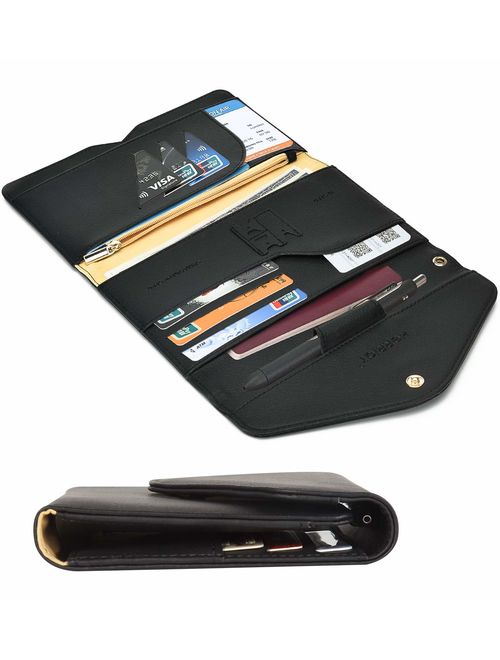 Multi-purpose Travel Passport Wallet Holder With Phone Pocket Removable Wristlet