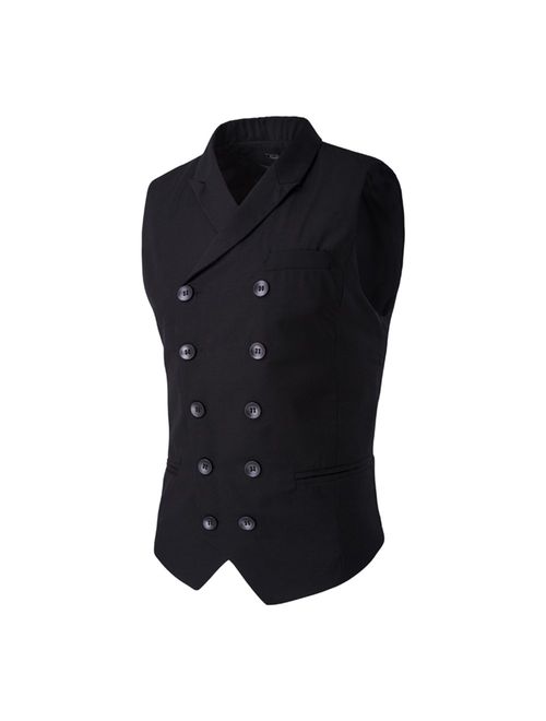 MAGE MALE Men's Slim Fit Suit Vests V-Neck Formal Business Sleeveless Dress Suit Separate Waistcoat