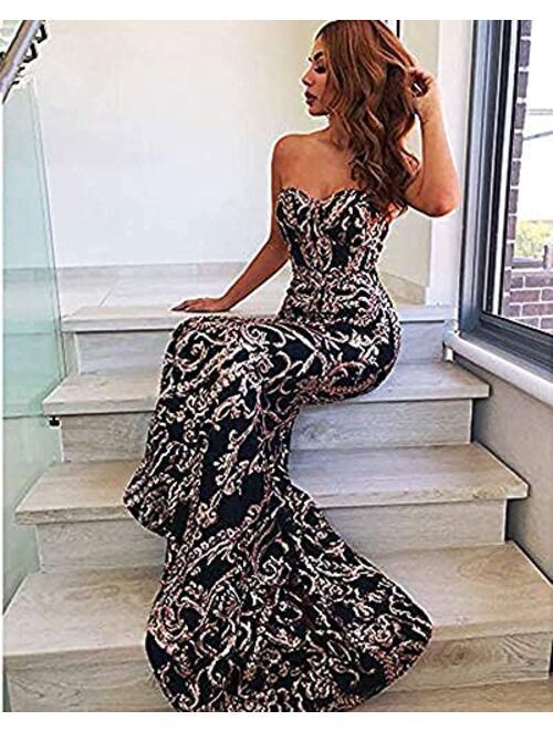 Missord Miss ord Sexy Bra Strapless Sequin Wedding Evening Party Maxi Dress