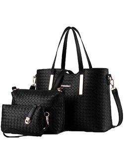 TIBES Fashion Pu Leather Handbag Shoulder Bag Purse 3pcs Bag Satchel
