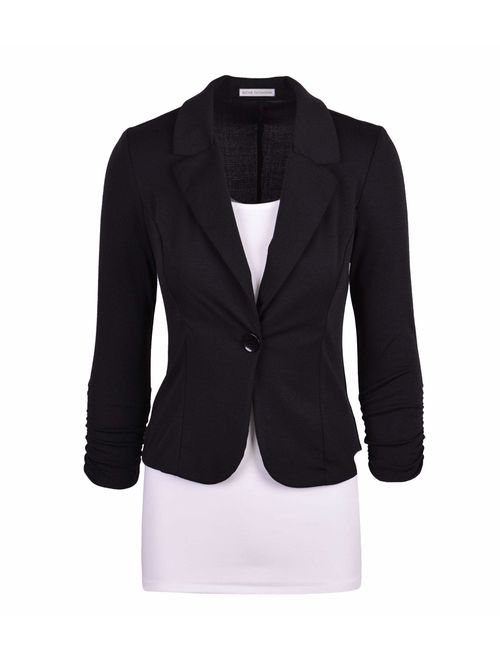 Auline Collection Women's Long Sleeve Solid Knit Blazer
