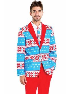 Men's Christmas Suit Blizzard Baller Blazer Tie and Pants (Sold Separately)
