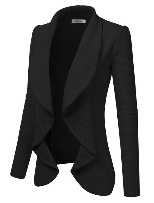 Doublju Classic Draped Open Front Blazer for Women with Plus Size