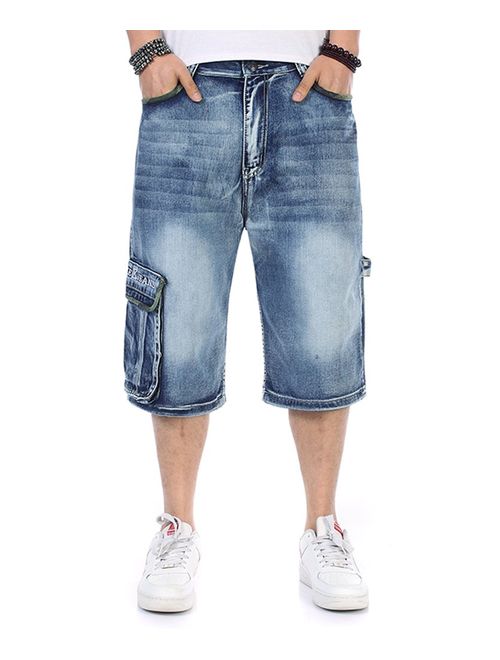 Buy Men's Jeans Shorts Cargo Denim Shorts Relaxed Fit Big and Tall ...