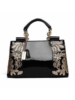 Nevenka Women Handbag Purse Crossbody Shoulder Bag Patent Leather Top Handle Handbags