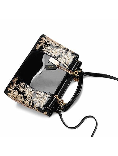 Nevenka Women Handbag Purse Crossbody Shoulder Bag Patent Leather Top Handle Handbags