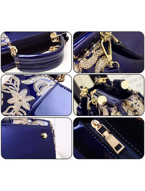 Nevenka Women Handbag Purse Crossbody Shoulder Bag Patent Leather Top Handle Handbags