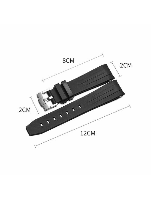 20mm Rubber Watchband Strap w/Tang Buckle Fit for Rolex GMT Yatch Master 16622 Watches