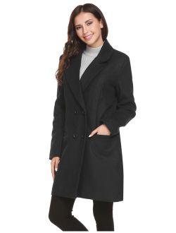 Women Peacoat Winter Outdoor Wool Blended Classic double breasted Pea Coats Jacket